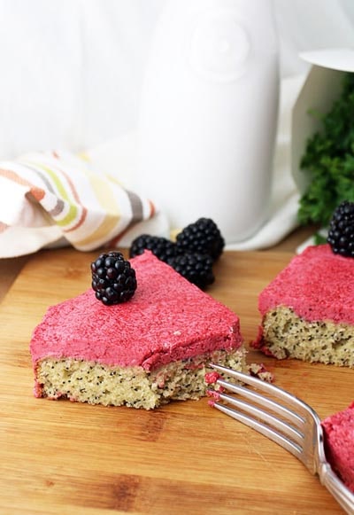 Keto Valentines Day Treats: Lemon Poppy Seed Cake with Blackberry Buttercream