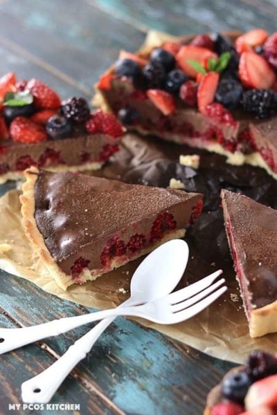 Keto Valentines Day Treats: Raspberry Chocolate Tart