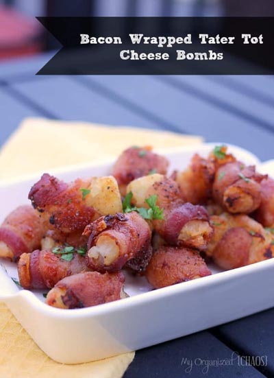 Meat Appetizers: Bacon Wrapped Tater Tot Cheese Bombs