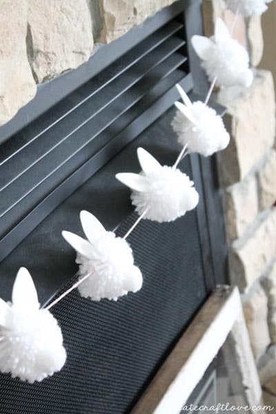 Easter Crafts for Kids: Bunny Pom Pom Garland