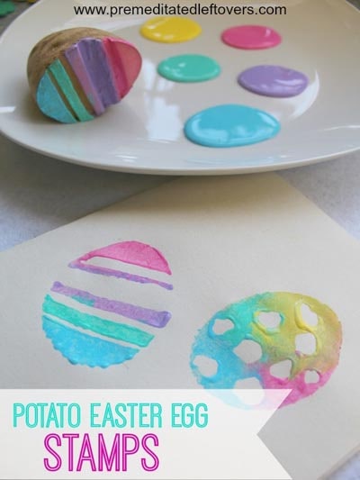 Easter Crafts for Kids: Handmade Potato Easter Egg Stamps