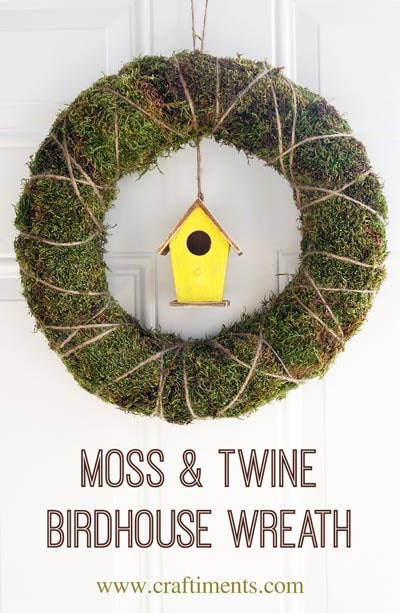 DIY Easter Wreaths: Moss & Twine Birdhouse Wreath