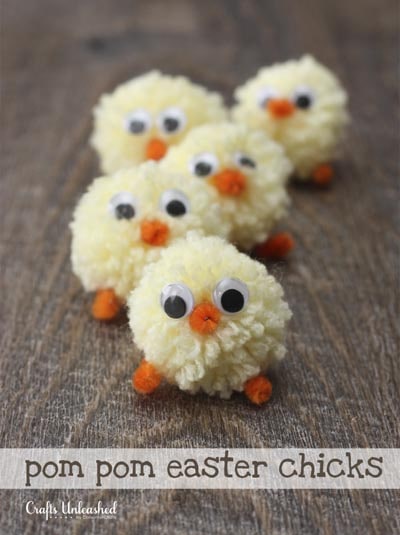 Easter Crafts for Kids: Pom Pom Easter Chicks