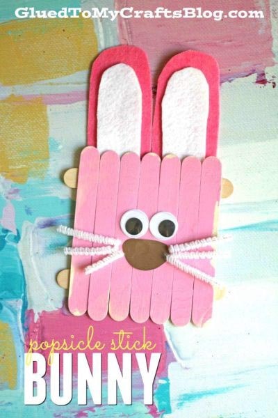 Easter Crafts for Kids: Popsicle Stick Easter Bunny