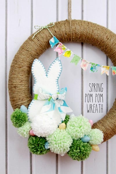 DIY Easter Wreaths: Spring Pom Pom Wreath