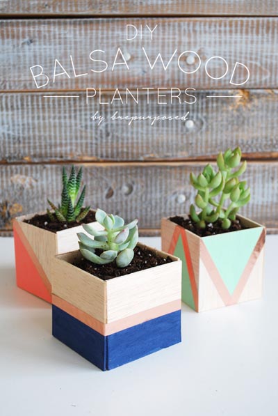 Handmade DIY Gifts For Mom: DIY Balsa Wood Planters