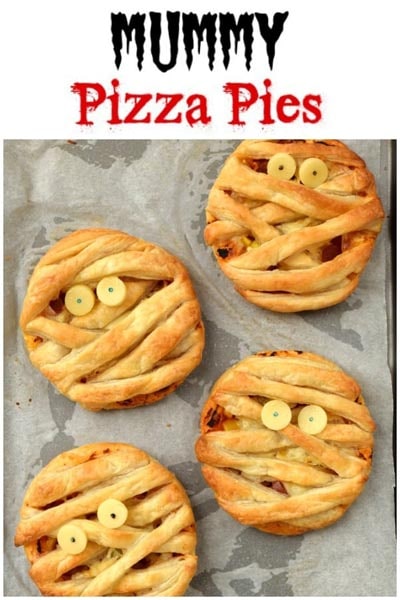 Halloween Party Appetizers: Mummy Puff Pastry Pizza Pies