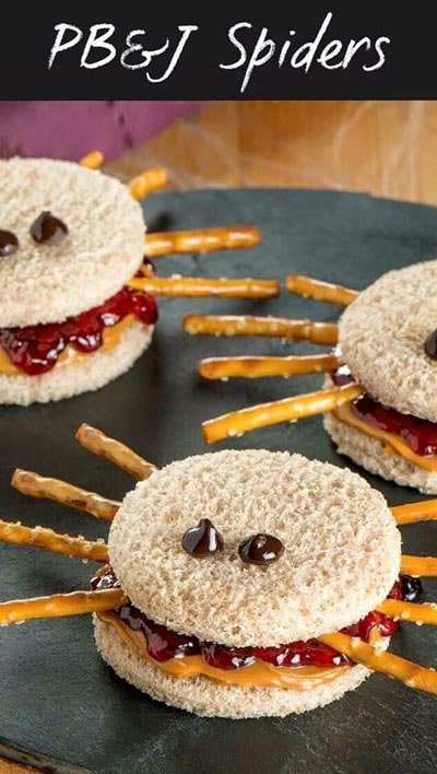 Halloween Party Appetizers: PB&J Spider Sandwich