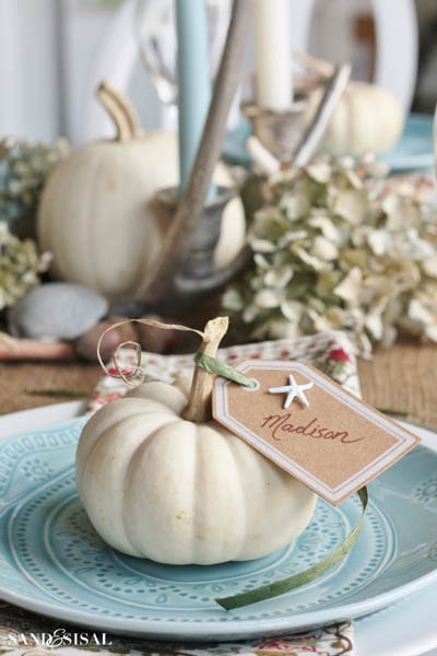 Easy DIY Thanksgiving table setting ideas: Coastal Thanksgiving Table